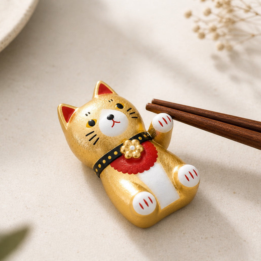 Chopstick Rest- Gold Cat