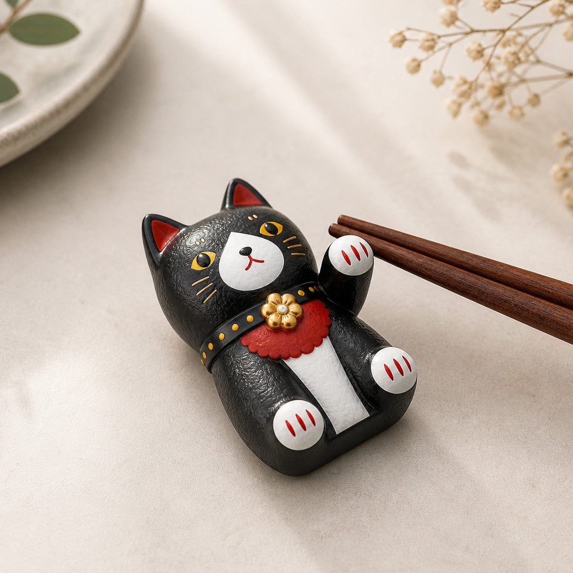 Chopstick Rest- Black Cat